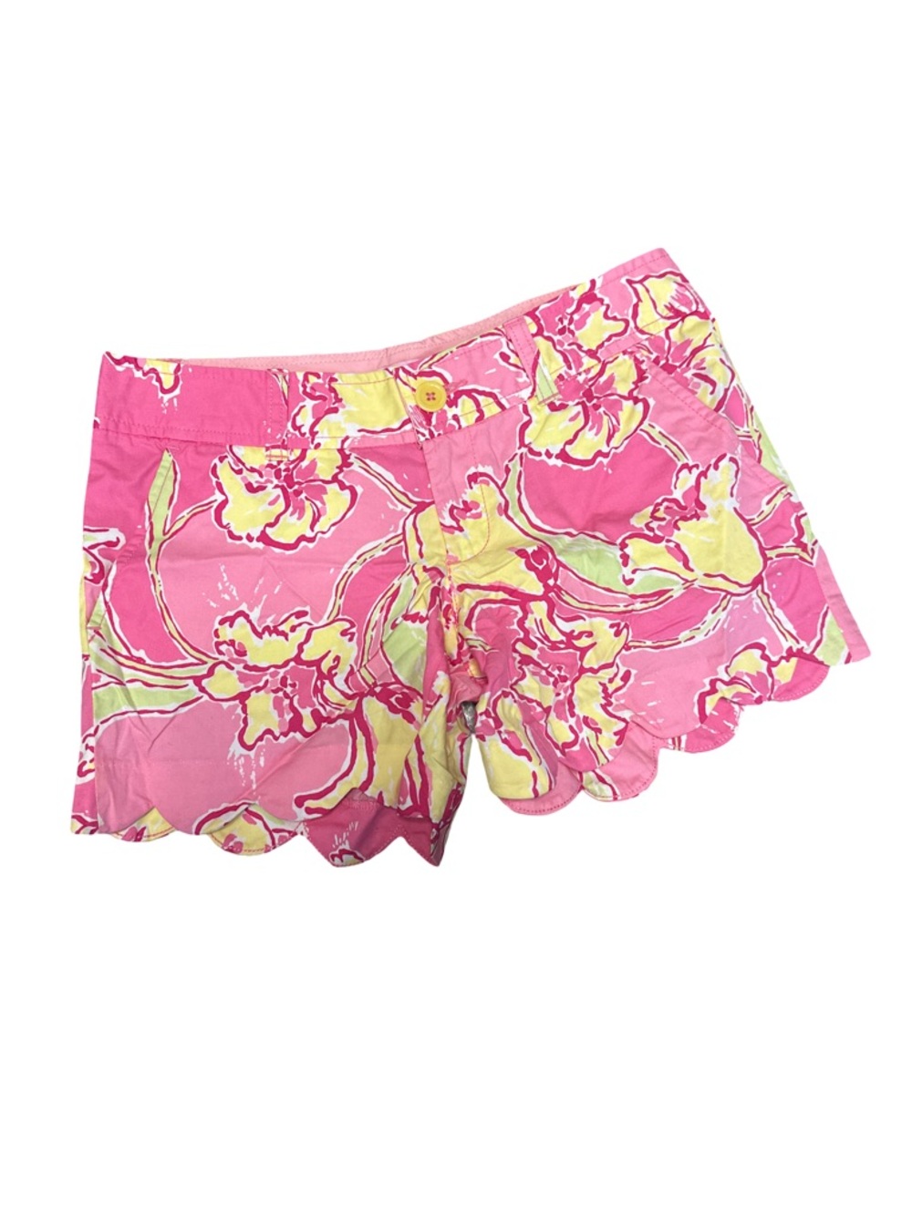 Lilly Pulitzer Pink & Yellow Floral Scallop Hem Shorts